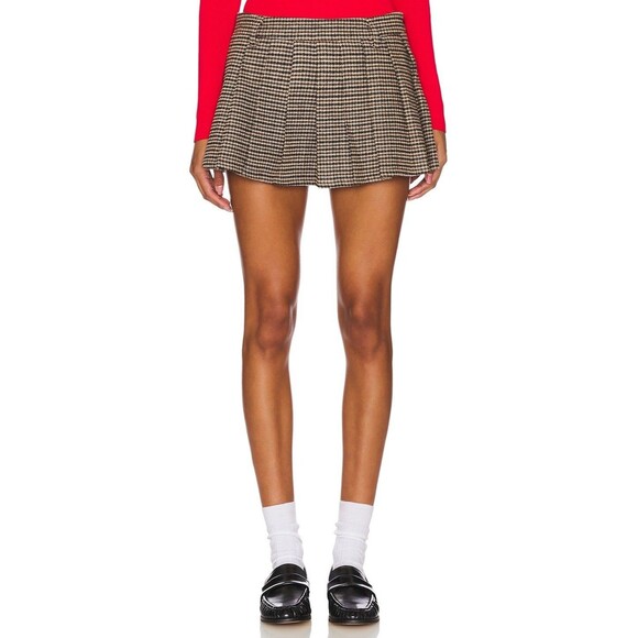 Lovers + Friends Dresses & Skirts - Lovers + Friends Nicki Skort brown & black houndstooth Size XXS Micro Mini Skirt